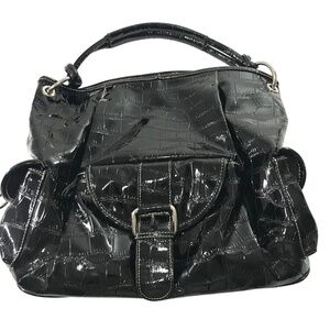 Women's Cabrelli Shiny Black Handbag Dressy Cocktail Purse